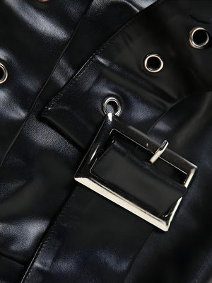 Grunge Belted Faux Leather Tube Top