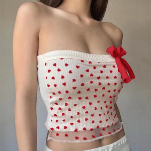 Heart Ribbed Tube Top