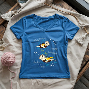 Otterly Knitting Away Lady V-neck