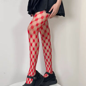 Grid Patterned Mesh Tights