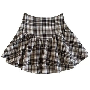 Preppy Aesthetic Plaid Ruffle Mini Skirt