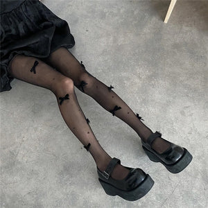 Coquette Aesthetic Velvet Bow Tights