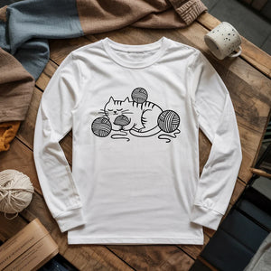 Cat And Yarn Long Sleeve T-shirt