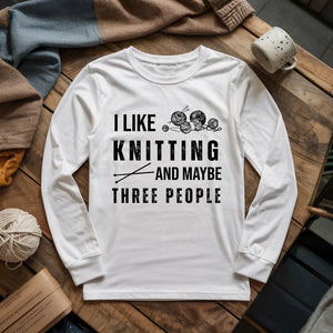 Knitting & 3 People Long Sleeve T-shirt