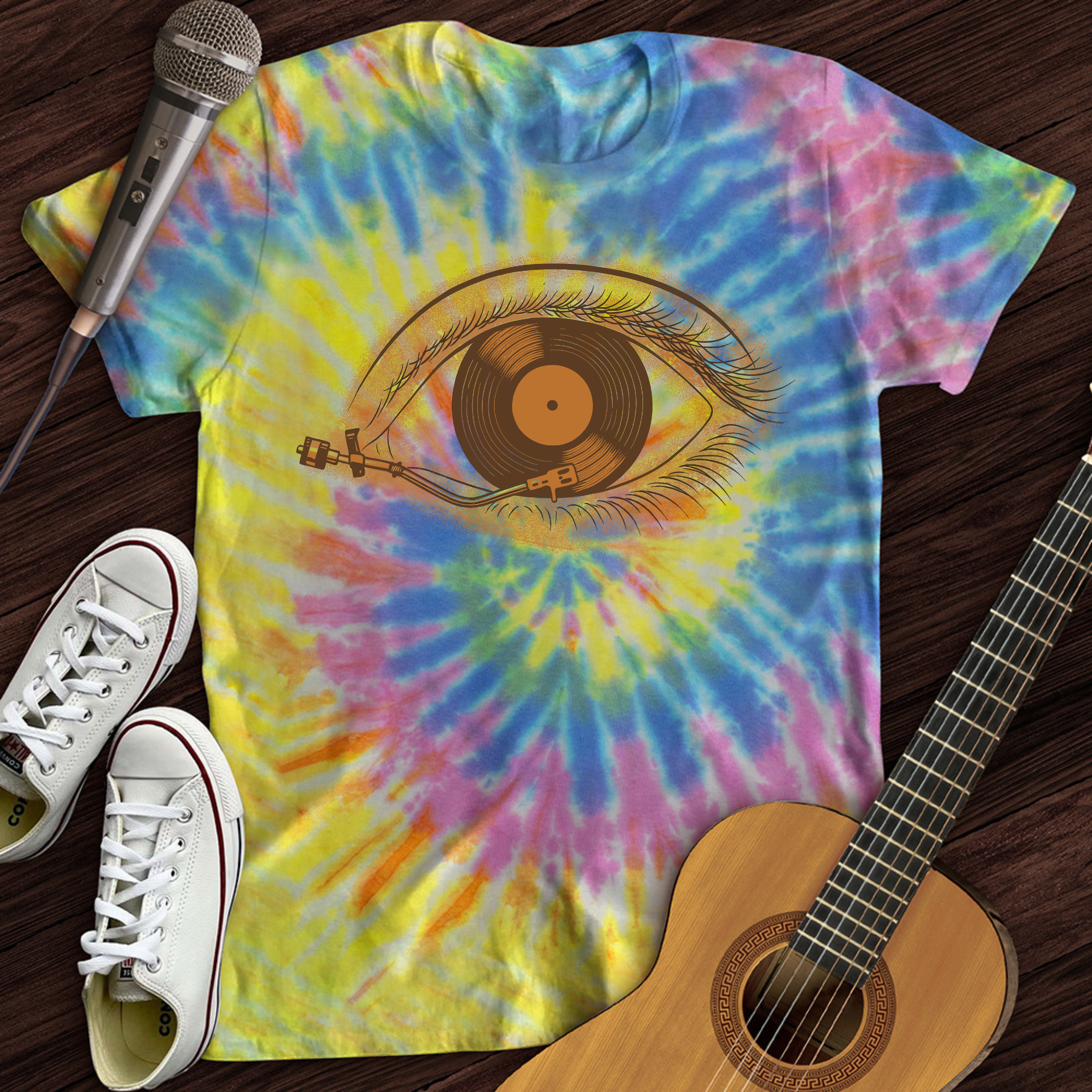 Eye with Vinyl Record Tie Dye T-Shirt