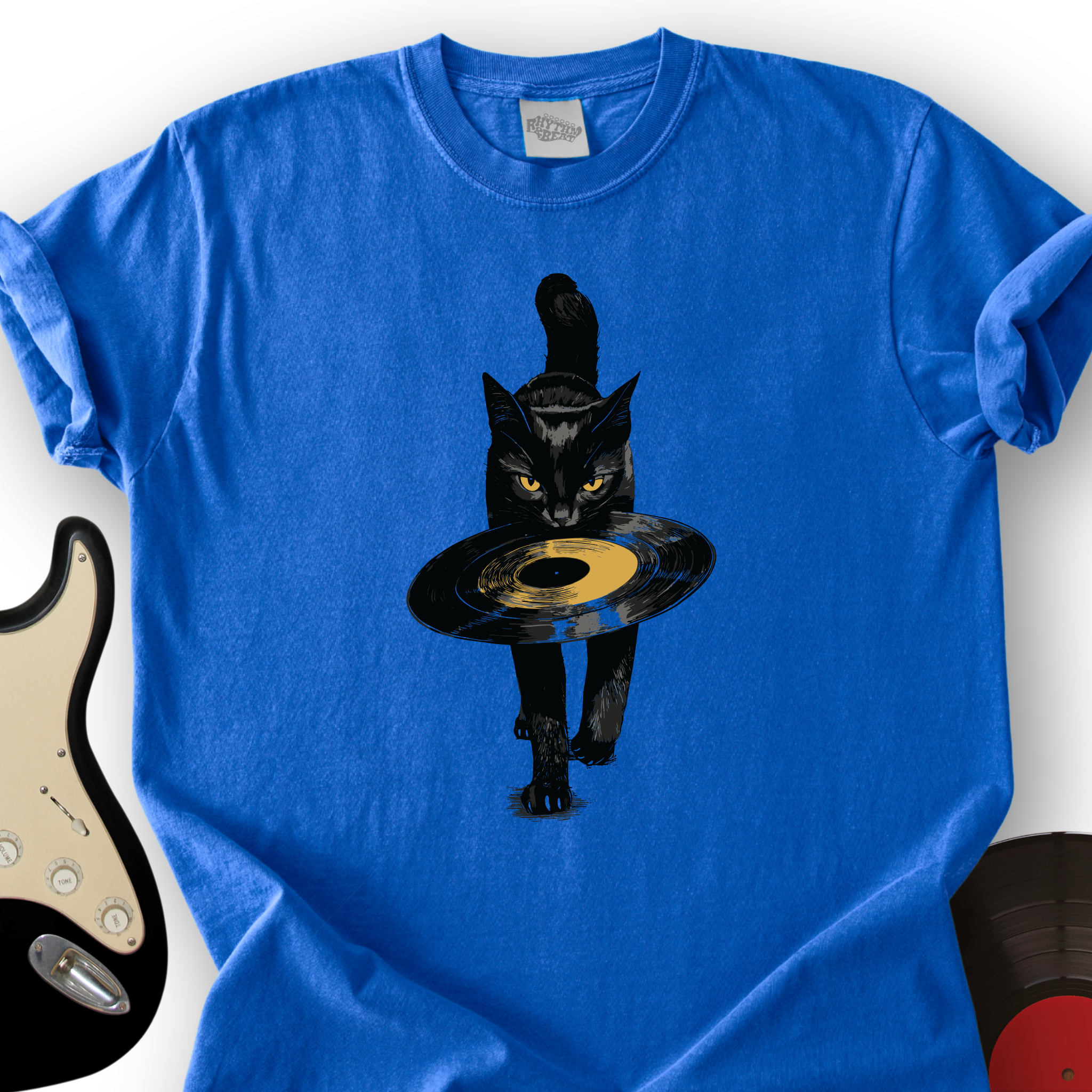 Black Cat Vinyl T-Shirt