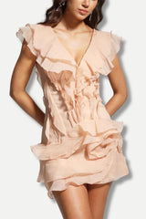 Asymmetric Ruffled Mini Dress