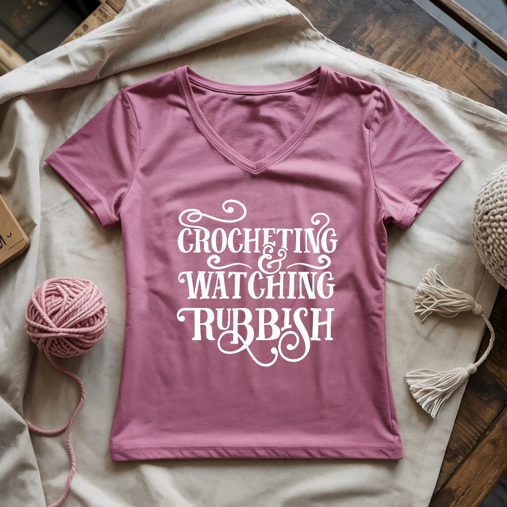 Crochet And Christmas Movie Lady V-neck