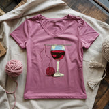 Wine And Yarn Lady V-neck