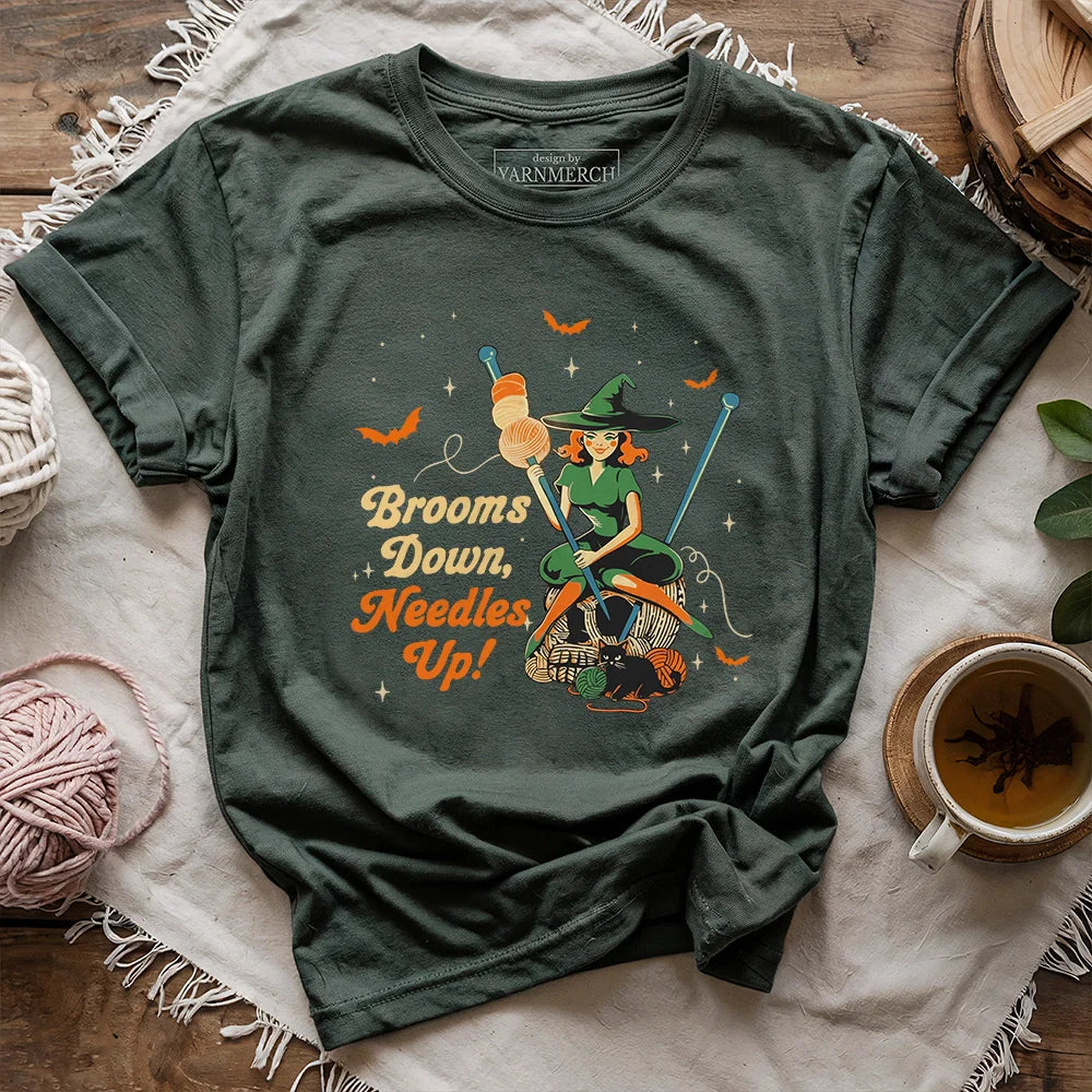 Broom Down, Needles Up T-shirt