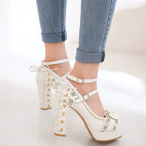 Coquette Lace Up High Heels