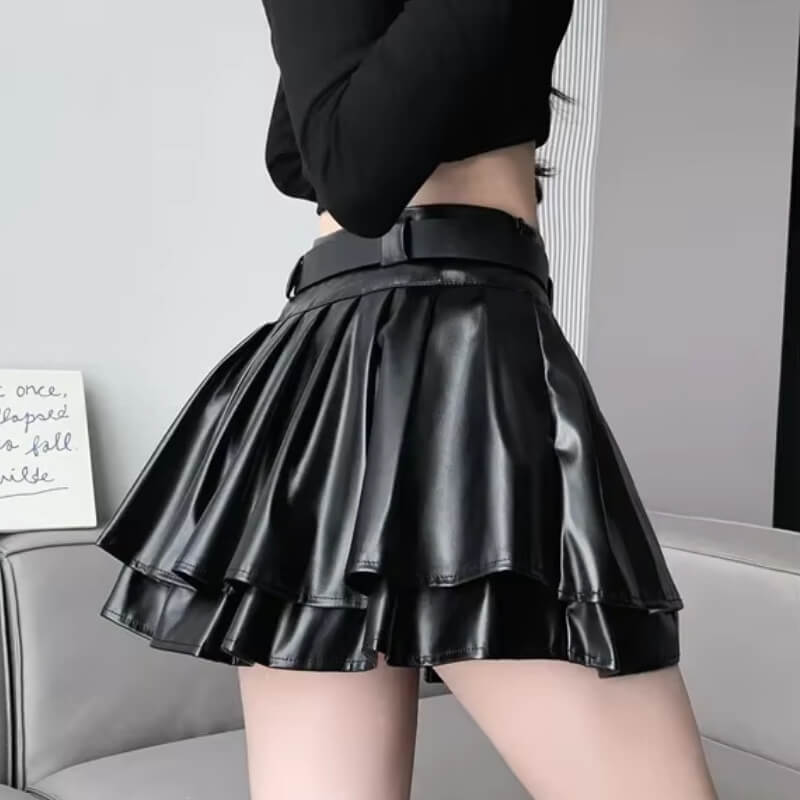 Faux Leather Mini Skort