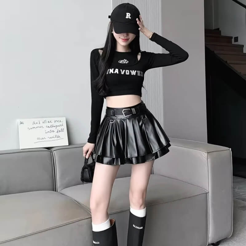 Faux Leather Mini Skort