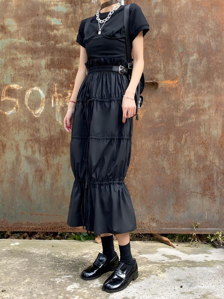 Grunge Ruched Midi Skirt