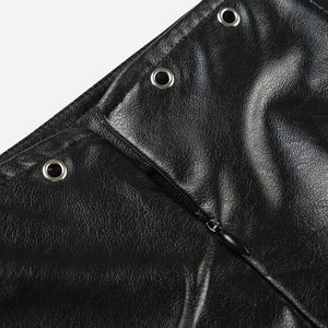 Grunge Spiked Faux Leather Mini Skirt