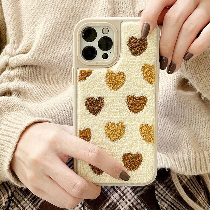 Hearts Fuzzy iPhone Case