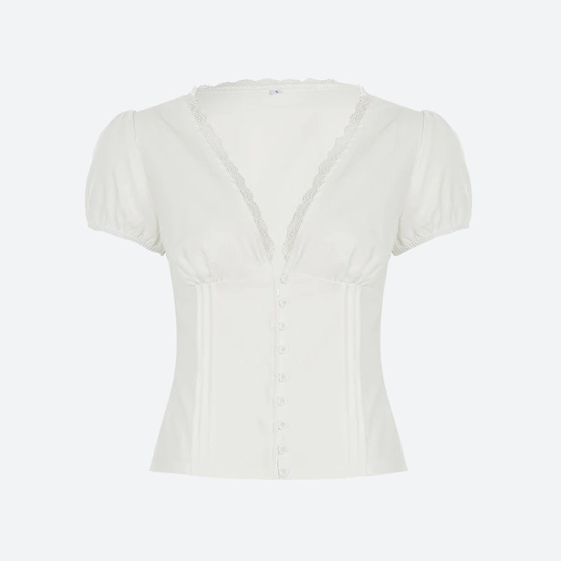 Lace Trim Button Up Shirt