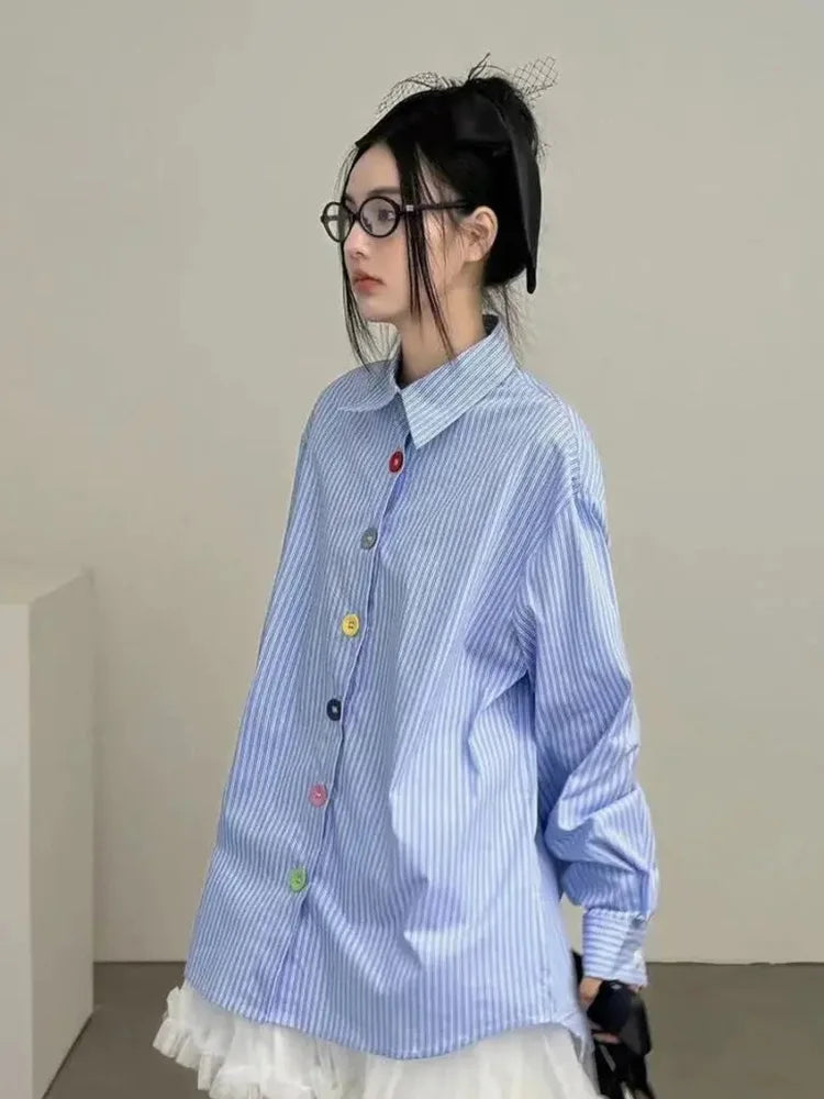 Oversized Stripe Button-Up Shirt