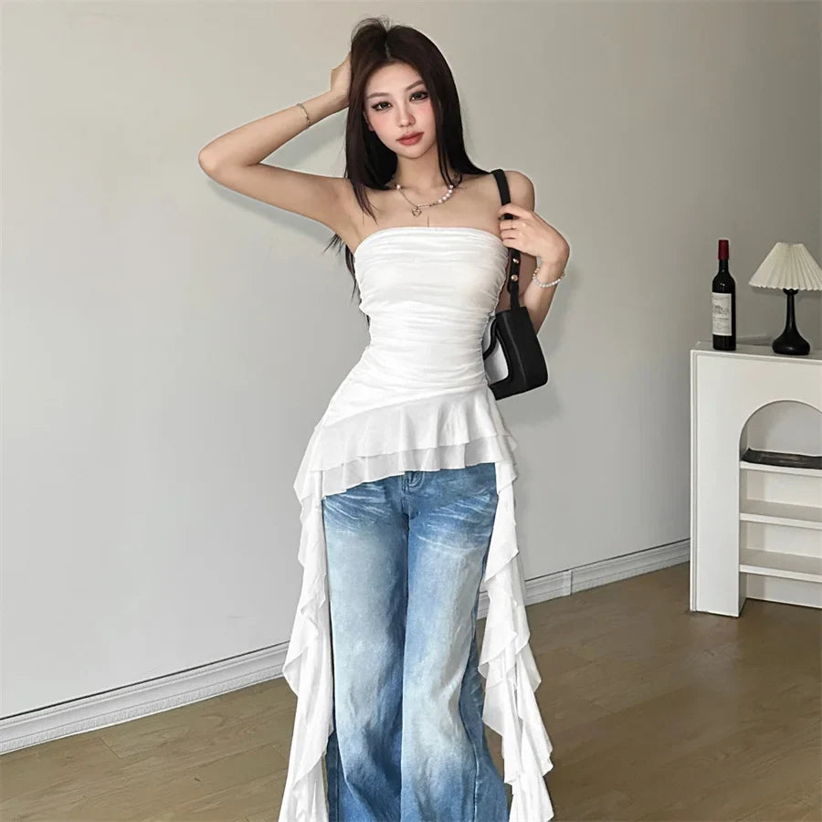 Ruffled Strapless Top