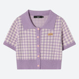 Soft Girl Plaid Crop Cardigan