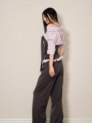 Striped Shirt Tie Top