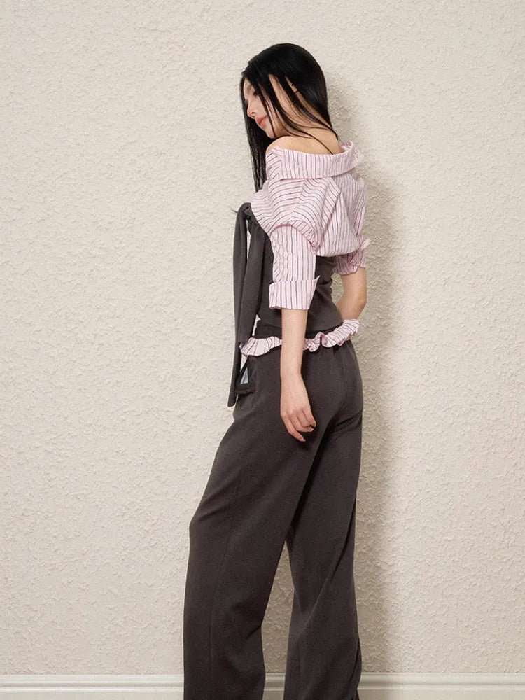 Striped Shirt Tie Top