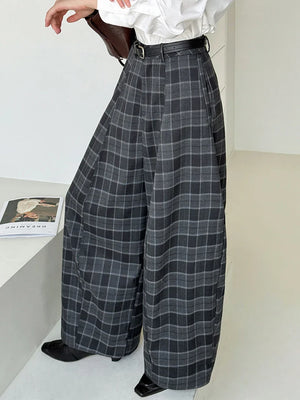Ultra-Wide Plaid Pants