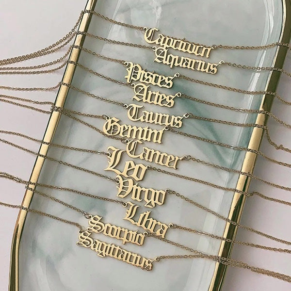 Zodiac Nameplate Necklace