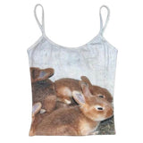 Bunnies Print Y2K Tank Top