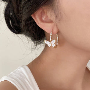 Butterfly Crystal Hoop Earrings
