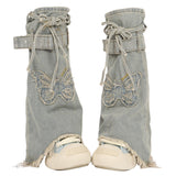 Butterfly Patch Y2K Denim Leg Warmers