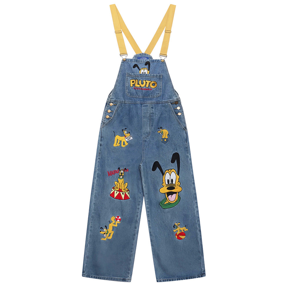 Cartoon Embroidery Denim Overalls