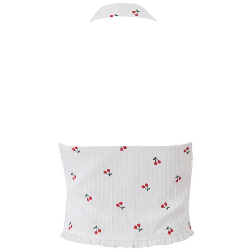 French Summer Cherry Halter Top
