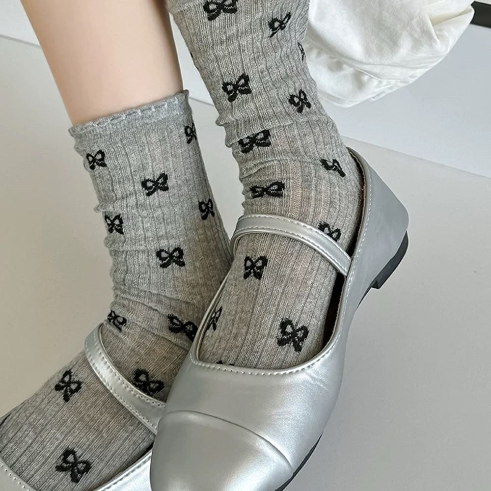 Coquette Aesthetic Bow Pattern Socks