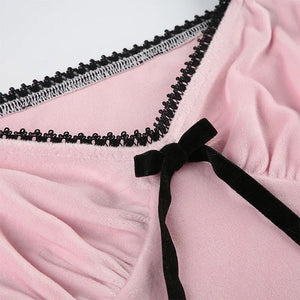 Coquette Bow Velvet Crop Top