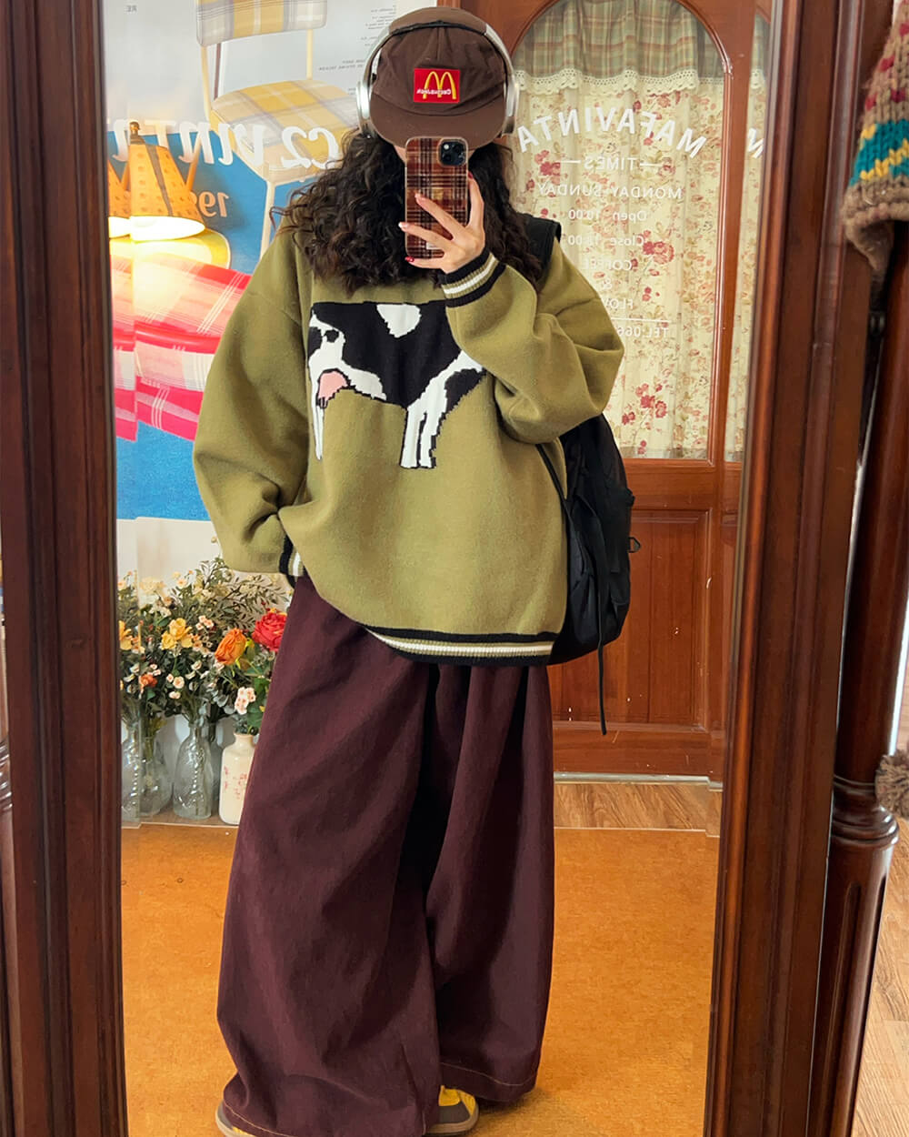 Cow Print Knit Sweater