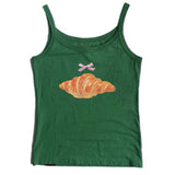 Croissant Print Y2K Tank Top
