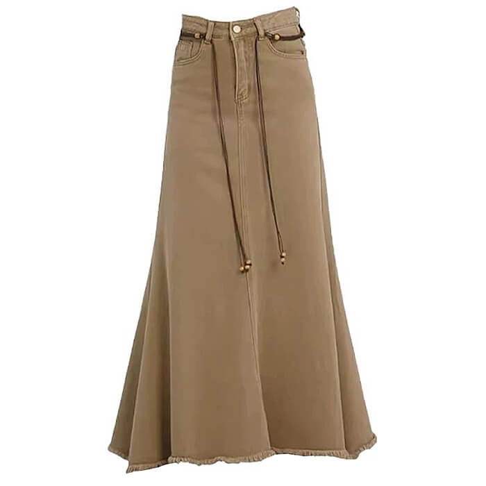 Fairy Grunge Denim Maxi Skirt