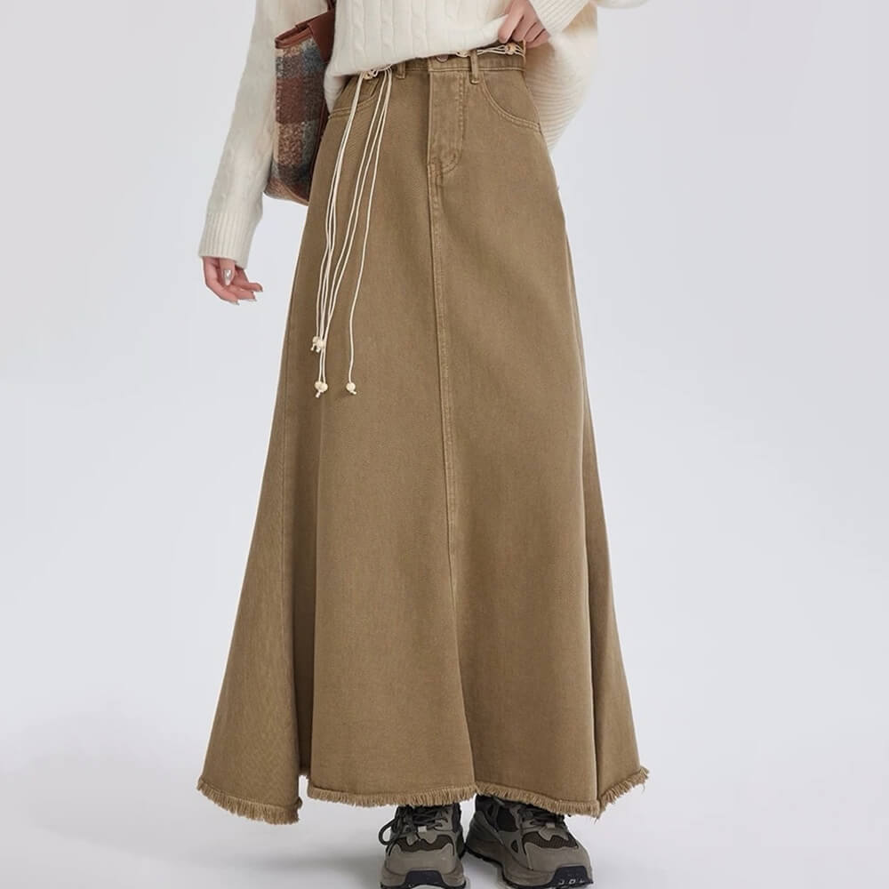 Fairy Grunge Denim Maxi Skirt