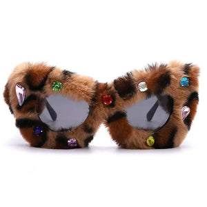 Y2K Fuzzy Rhinestone Glasses