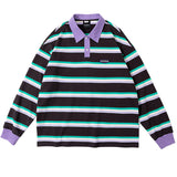 Grape & Mint Stripe Rugby Polo Shirt