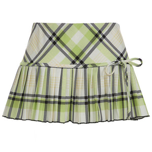 Preppy Plaid Mini Skirt in Green