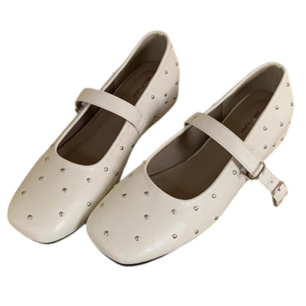 Grunge Sleaze Studded Mary Jane Flats