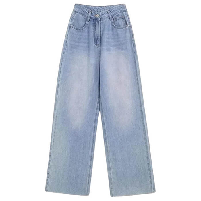 Heart Print Pocket Wide Leg Jeans