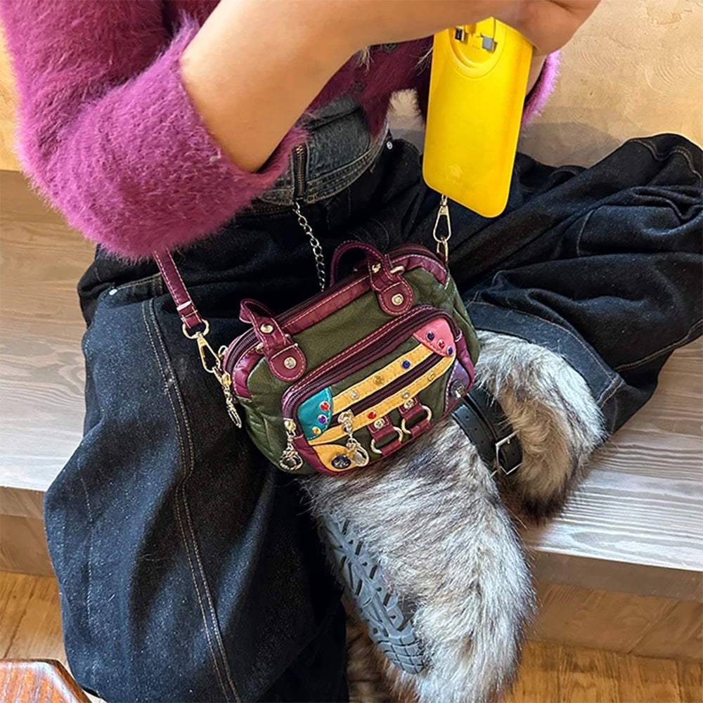 Hippie Aesthetic Patchwork Mini Bag