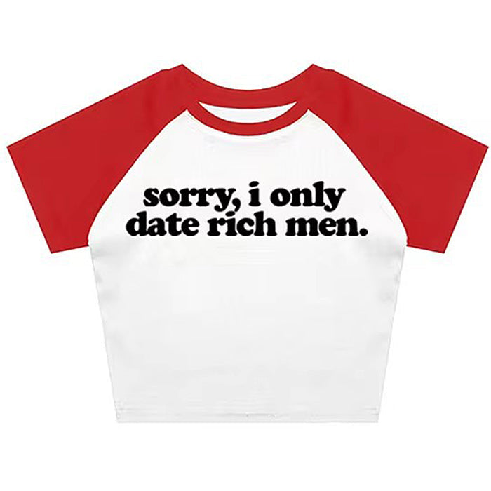 I Date Only Rich Men Y2K Crop Top