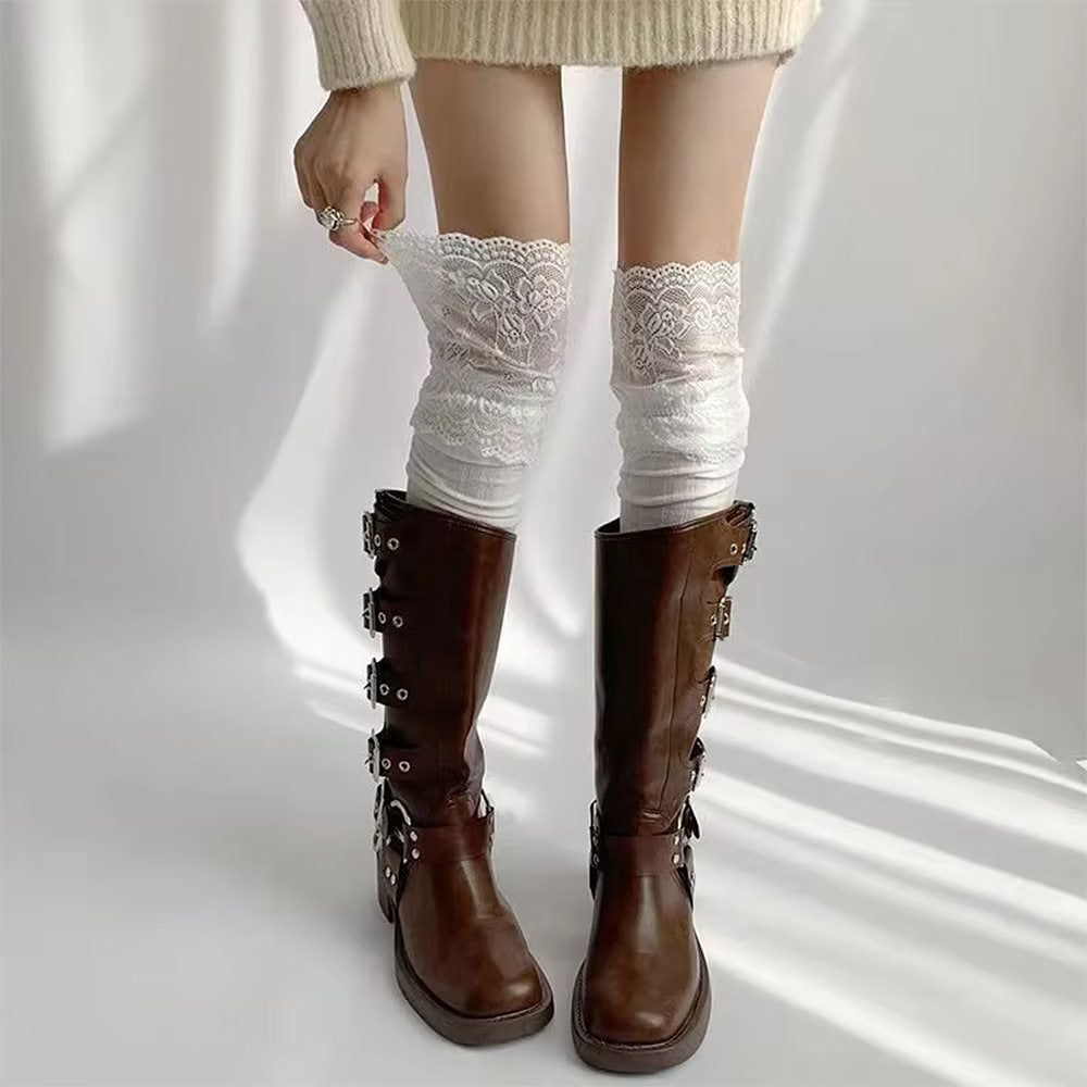 Lace Trim Knee High Socks