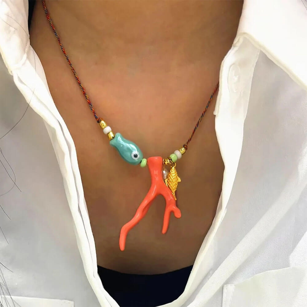 Mermaidcore Fish & Coral Necklace