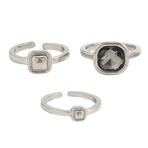 Minimalist Aesthetic Silver Ring Set