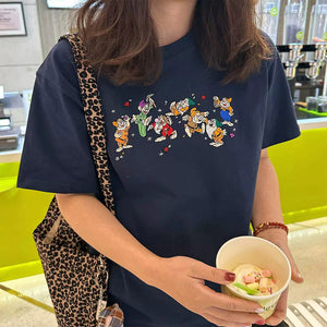 Navy Blue Dwarfs Embroidered T-Shirt